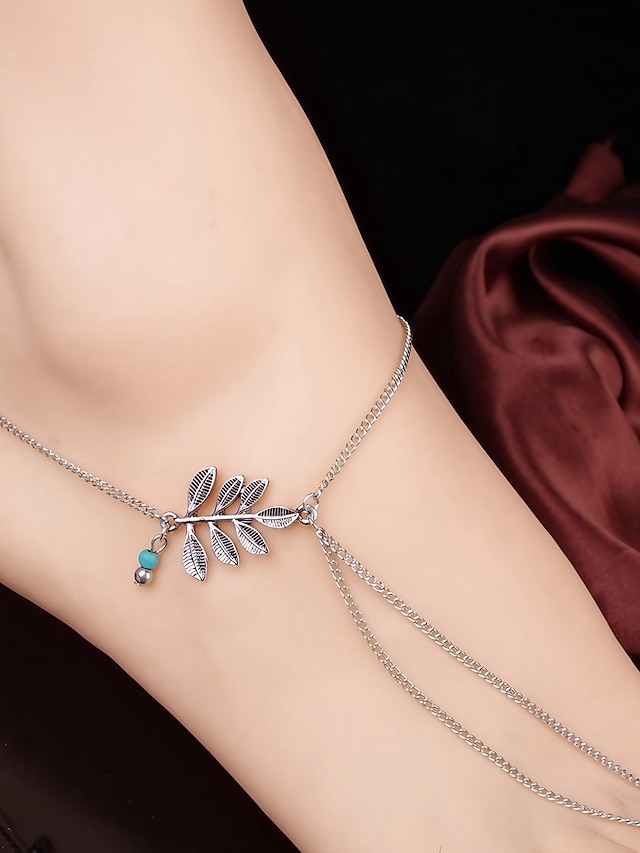 Ankle Bracelet Stylish Boho Women's Body Jewelry For Holiday Beach Classic Alloy Flower Silver 1pcs