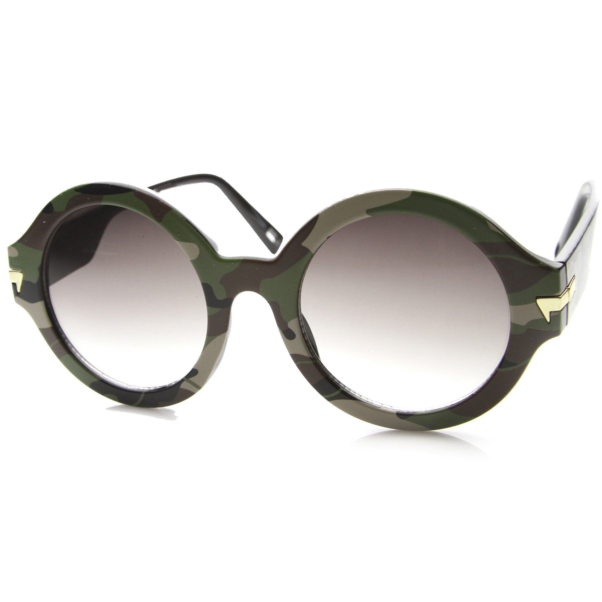 Retro Round Thick Frame Camouflage Sunglasses