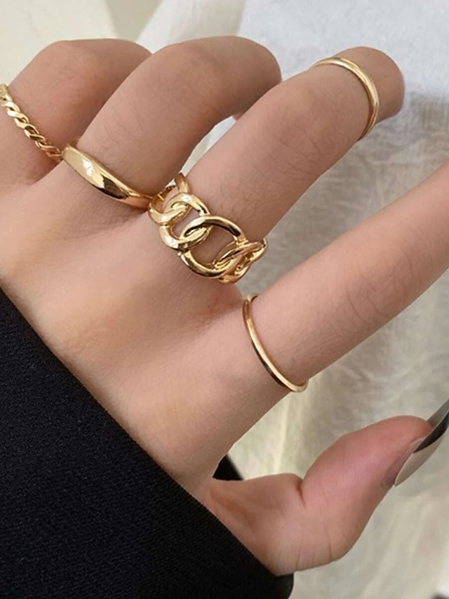 5pcs Ring Set For Women's Party Evening Gift Daily Alloy Vintage Style