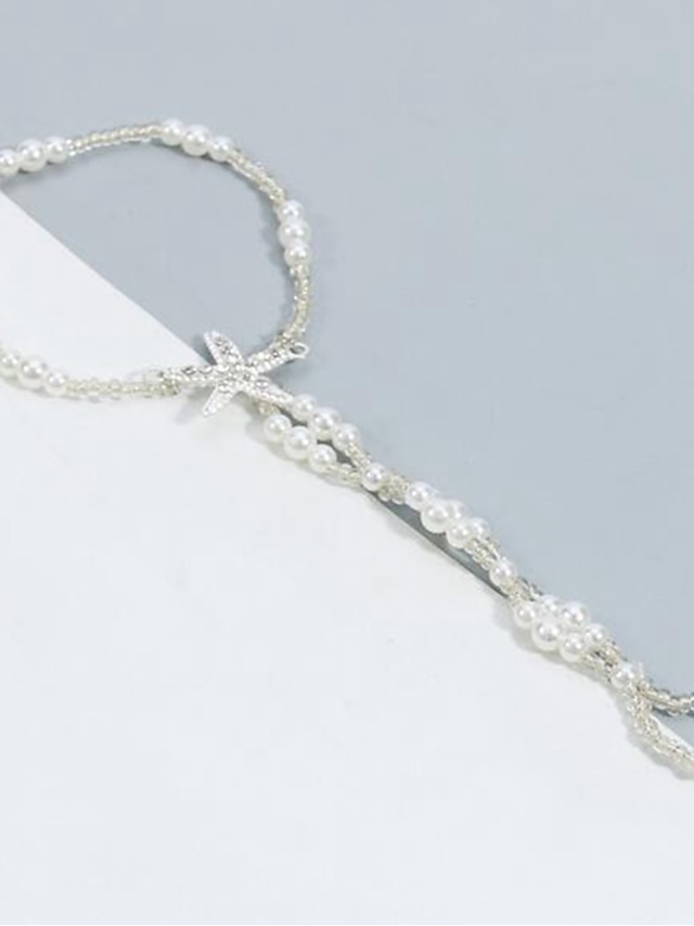 Toe Ring Stylish Boho Women's Body Jewelry For Holiday Beach Classic Imitation Pearl Starfish Silver 1pcs